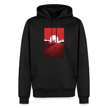 Cadeau de randonnée nature minimaliste - Sweat à capuche Premium bio Homme - noir - Devant - Nico (187cm)