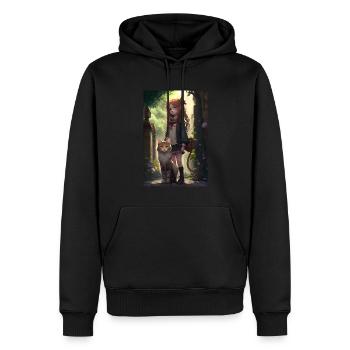 Anime Katze Mädchen Frau Geschenk - Männer Premium Bio Hoodie - Schwarz - Vorne - Nico (187cm)