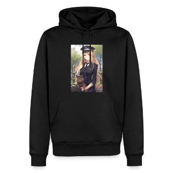 Anime Girl Uniforme Cadeau - Sweat à capuche Premium bio Homme - noir - Devant - Nico (187cm)