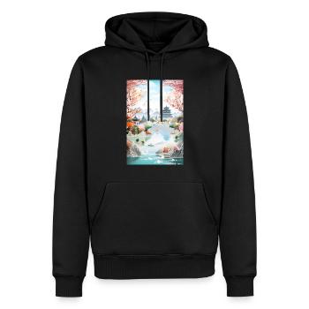 Japan See Landschaft Tempel Geschenk - Männer Premium Bio Hoodie - Schwarz - Vorne - Nico (187cm)