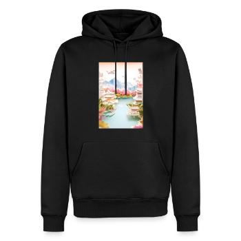 Paysage japonais Cadeau de montagne japonais - Sweat à capuche Premium bio Homme - noir - Devant - Nico (187cm)
