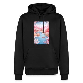 Cadeau de la nature du paysage lacustre du Japon - Sweat à capuche Premium bio Homme - noir - Devant - Nico (187cm)