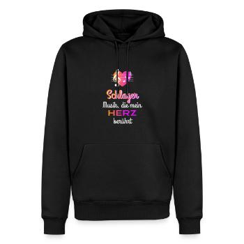 Schlager Musik die mein Herz berührt - Männer Premium Bio Hoodie - Schwarz - Vorne - Nico (187cm)
