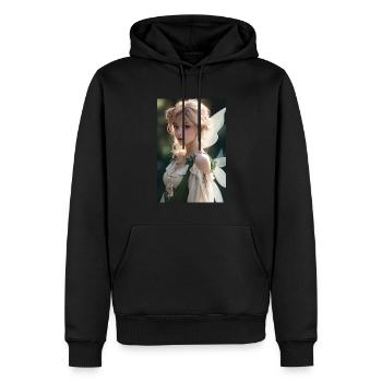 Smaragd-Verzauberung: Schönes Feenmädchen in - Männer Premium Bio Hoodie - Schwarz - Vorne - Nico (187cm)