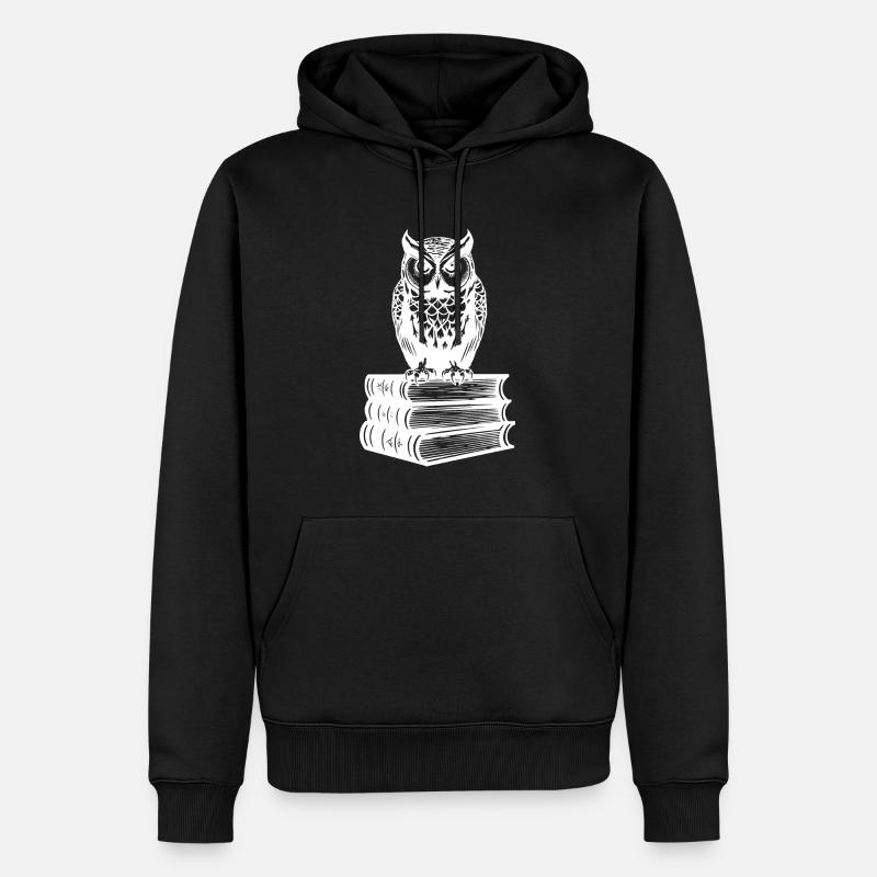 Eule Buchen - Männer Premium Bio Hoodie - Schwarz