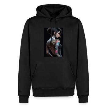 Enchanteresse d’encre: Beauté d’anime dans une robe noire - Sweat à capuche Premium bio Homme - noir - Devant - Nico (187cm)