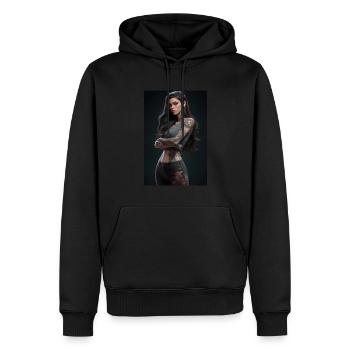 Ink Warrior: Anime Beauty Unleashed with Daring - Men’s Premium Organic Hoodie - black - Front - Nico (187cm)