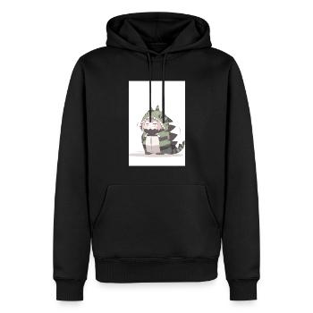 Dino Cutie: Charmante Zeichnung eines süßen Anime-Mädchens - Männer Premium Bio Hoodie - Schwarz - Vorne - Nico (187cm)