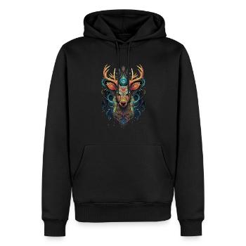 Vibrant Stag Mandala - Men’s Premium Organic Hoodie - black - Front - Nico (187cm)