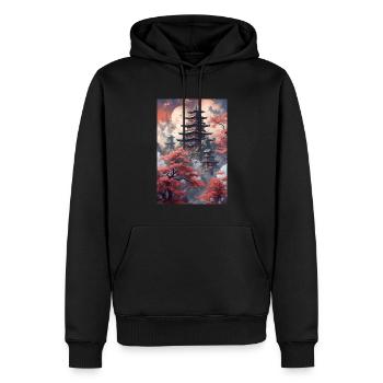 Cadeau du sanctuaire du temple japonais - Sweat à capuche Premium bio Homme - noir - Devant - Nico (187cm)