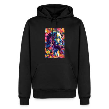 Lebendige Jesus Wandkunst, Digitaler Download, - Männer Premium Bio Hoodie - Schwarz - Vorne - Nico (187cm)