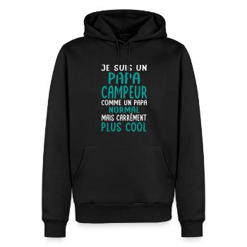Papa campeur comme papa normal plus cool - Sweat à capuche Premium bio Homme - noir - Devant - Nico (187cm)