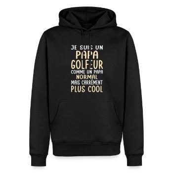 Papa golfeur comme papa normal plus cool - Sweat à capuche Premium bio Homme - noir - Devant - Nico (187cm)