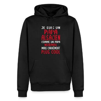 Papa Alsacien comme un papa normal plus cool - Sweat à capuche Premium bio Homme - noir - Devant - Nico (187cm)