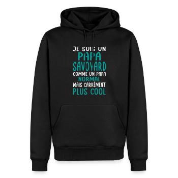 Papa Savoyard comme un papa normal plus cool - Sweat à capuche Premium bio Homme - noir - Devant - Nico (187cm)