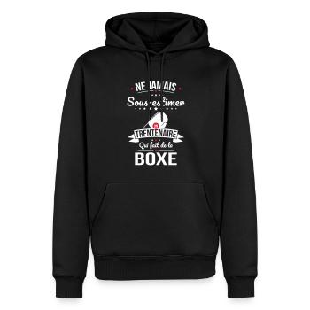 Sous-estimer un trentenaire qui fait de la boxe - Sweat à capuche Premium bio Homme - noir - Devant - Nico (187cm)