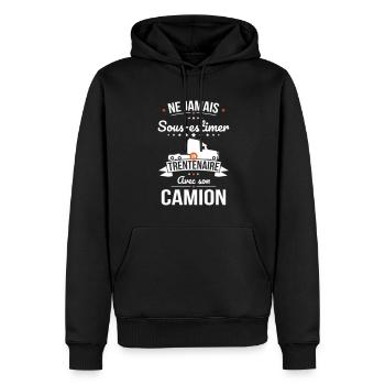 Sous-estimer un trentenaire avec son camion - Sweat à capuche Premium bio Homme - noir - Devant - Nico (187cm)
