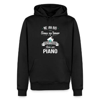 Sous-estimer un trentenaire avec son piano - Sweat à capuche Premium bio Homme - noir - Devant - Nico (187cm)