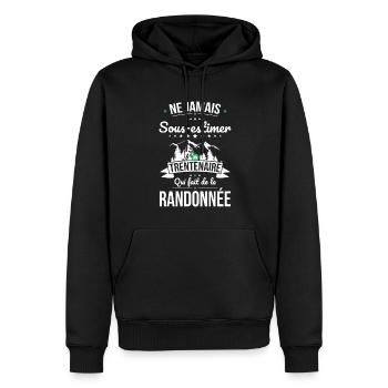 Sous-estimer trentenaire qui fait de la randonnée - Sweat à capuche Premium bio Homme - noir - Devant - Nico (187cm)