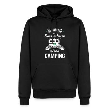 Sous-estimer un quadragénaire qui fait du camping - Sweat à capuche Premium bio Homme - noir - Devant - Nico (187cm)