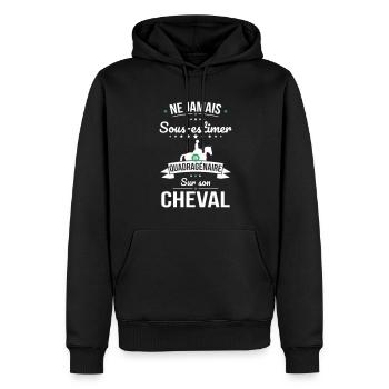 Sous-estimer un quadragénaire sur son cheval - Sweat à capuche Premium bio Homme - noir - Devant - Nico (187cm)