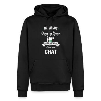 Sous-estimer un quadragénaire avec son chat - Sweat à capuche Premium bio Homme - noir - Devant - Nico (187cm)