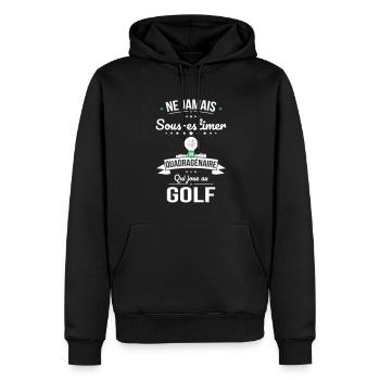 Sous-estimer un quadragénaire qui joue au golf - Sweat à capuche Premium bio Homme - noir - Devant - Nico (187cm)