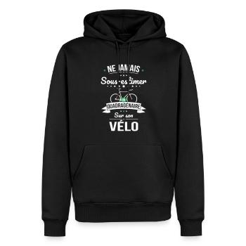 Sous-estimer un quadragénaire sur son vélo - Sweat à capuche Premium bio Homme - noir - Devant - Nico (187cm)
