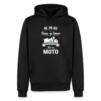 Sous-estimer un quinquagénaire sur sa moto - Sweat à capuche Premium bio Homme - noir - Devant - Nico (187cm)