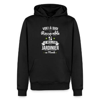 Voici à quoi ressemble le meilleur jardinier - Sweat à capuche Premium bio Homme - noir - Devant - Nico (187cm)