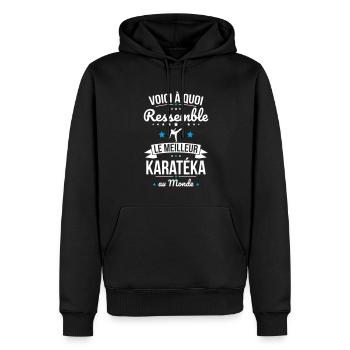 Voici à quoi ressemble le meilleur karatéka - Sweat à capuche Premium bio Homme - noir - Devant - Nico (187cm)