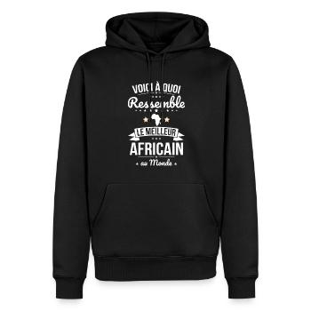 Voici à quoi ressemble le meilleur Africain - Sweat à capuche Premium bio Homme - noir - Devant - Nico (187cm)