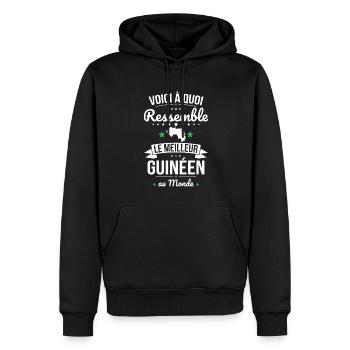 Voici à quoi ressemble le meilleur Guinéen - Sweat à capuche Premium bio Homme - noir - Devant - Nico (187cm)