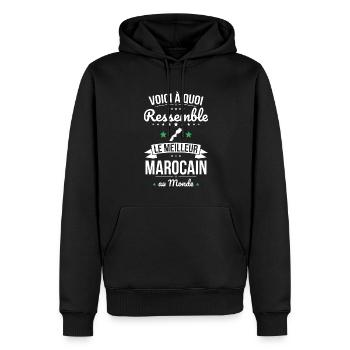 Voici à quoi ressemble le meilleur Marocain - Sweat à capuche Premium bio Homme - noir - Devant - Nico (187cm)