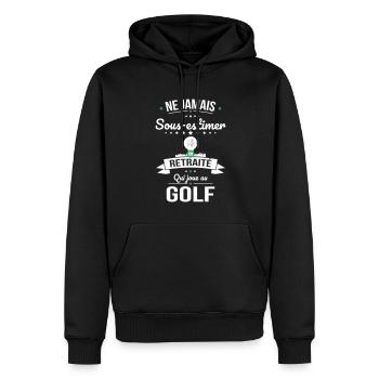 Sous-estimer un retraité qui joue au golf - Sweat à capuche Premium bio Homme - noir - Devant - Nico (187cm)
