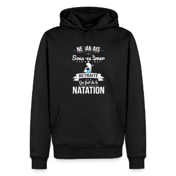 Sous-estimer un retraité qui fait de la natation - Sweat à capuche Premium bio Homme - noir - Devant - Nico (187cm)