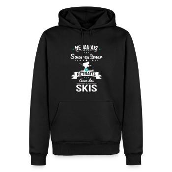 Sous-estimer un retraité avec des skis - Sweat à capuche Premium bio Homme - noir - Devant - Nico (187cm)