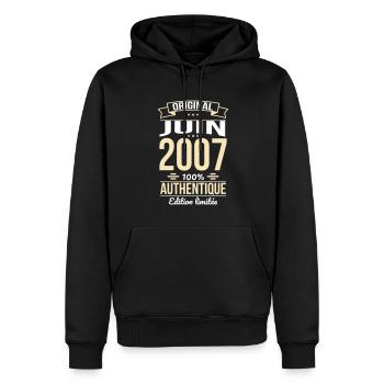 18th Birthday - Original - June 2007 - Men’s Premium Organic Hoodie - black - Front - Nico (187cm)