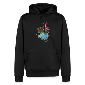 LOGO Caisses à Savon Triel-sur-Seine - Sweat à capuche Premium bio Homme - noir - Devant - Nico (187cm)