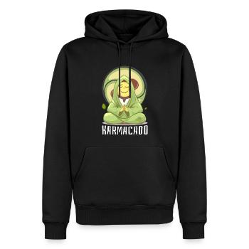 Avocado Karmacado Vegan Meditation Namaste - Männer Premium Bio Hoodie - Schwarz - Vorne - Nico (187cm)
