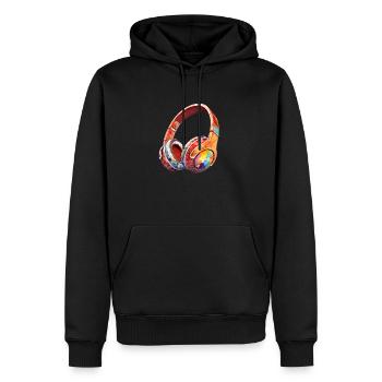 Mosaik Headphones - Männer Premium Bio Hoodie - Schwarz - Vorne - Nico (187cm)