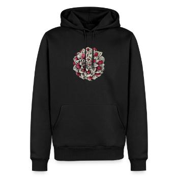Dahlia de fleurs en rouge, encre, dessin, rétro - Sweat à capuche Premium bio Homme - noir - Devant - Nico (187cm)