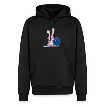 The elephant and the hare - Men’s Premium Organic Hoodie - black - Front - Nico (187cm)
