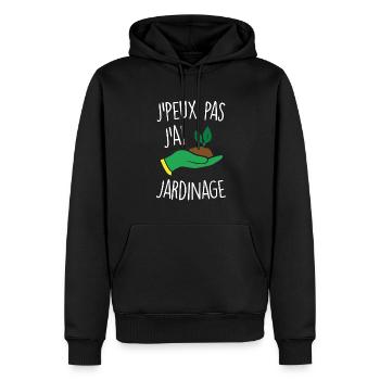 J'peux pas j'ai jardinage - Sweat à capuche Premium bio Homme - noir - Devant - Nico (187cm)