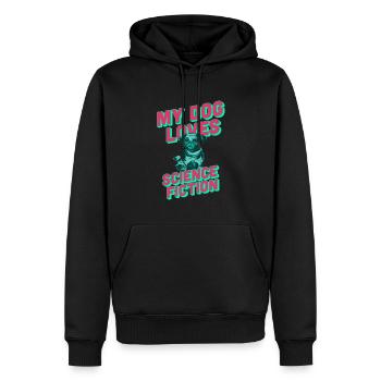 Mon chien adore la science-fiction - Sweat à capuche Premium bio Homme - noir - Devant - Nico (187cm)