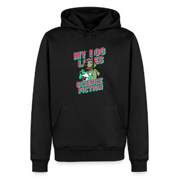 Mon chien adore la science-fiction - Sweat à capuche Premium bio Homme - noir - Devant - Nico (187cm)