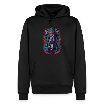 Gangster Dog with Sunglasses Illustration - Sweat à capuche Premium bio Homme - noir - Devant - Nico (187cm)