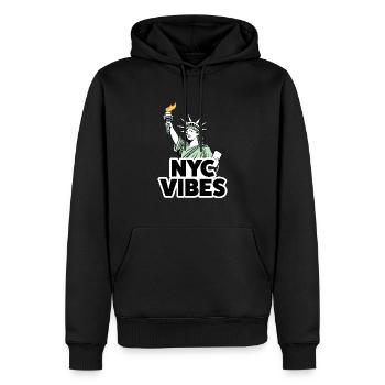 NYC Vibes - Conception de la Statue de la Liberté - Sweat à capuche Premium bio Homme - noir - Devant - Nico (187cm)