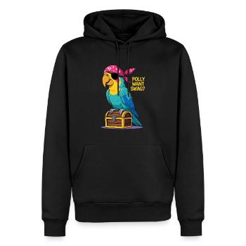 Pirate Parrot with Sweetheart - Funny Design - Men’s Premium Organic Hoodie - black - Front - Nico (187cm)