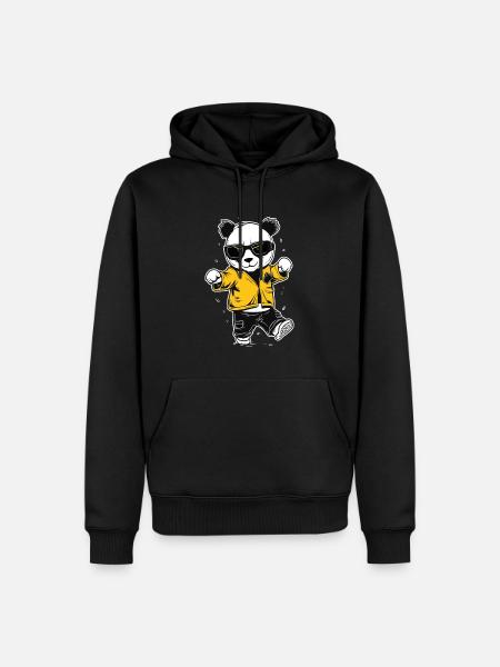 Panda dansant - Sweat à capuche Premium bio Homme - noir